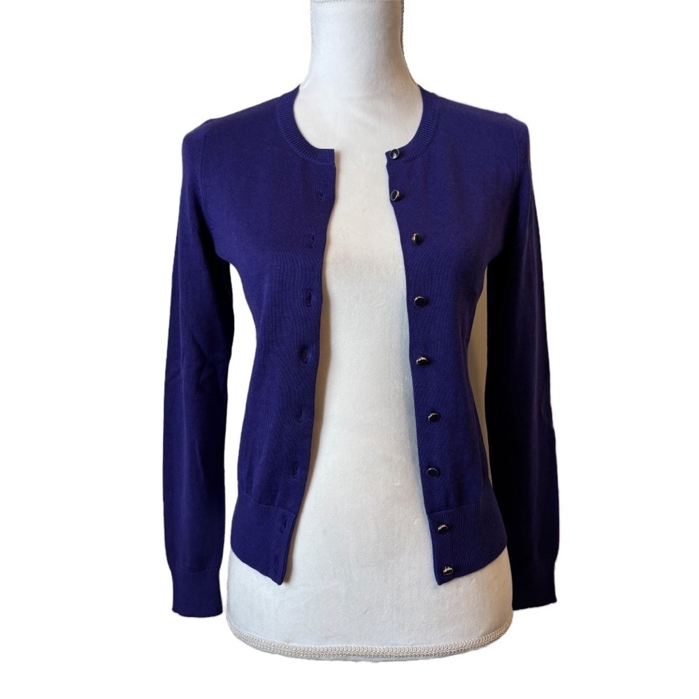 Banana Republic Purple Plum Cardigan Cotton Blend X-Small Petite NWT - Picture 3 of 9